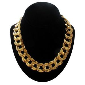 Ky & Co Chunky Gold Tone Double Curb Chain Necklace
